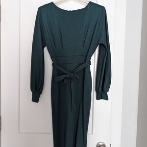 Emerald Green Dress with Waist Tie